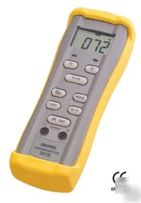 Dual input digital thermometer - tecpel dtm-307B