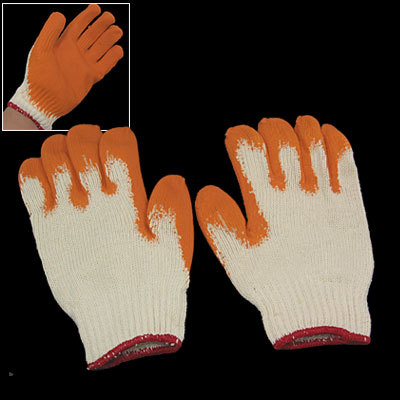 Latex rubber palm protector cotton yarn gloves orange