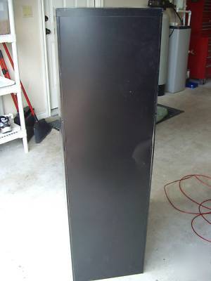 Used steel metal black 4 drawer locking filing cabinet