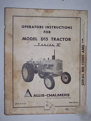 Operator's manual allis chalmers D15 series ii late