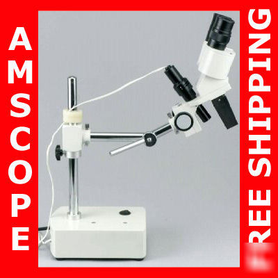 5X-10X-15X-20X stereo binocular microscope boom + light