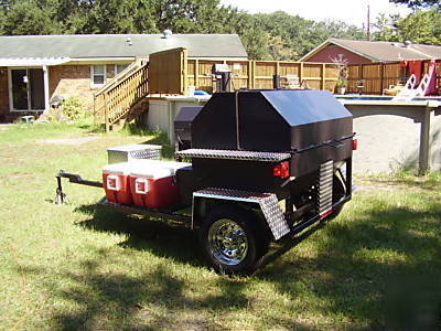 Bbq smoker grill trailer two coolers mini grill stove 