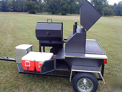 Bbq smoker grill trailer two coolers mini grill stove 