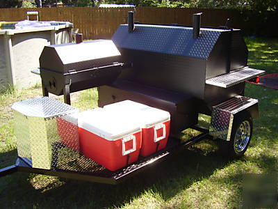 Bbq smoker grill trailer two coolers mini grill stove 