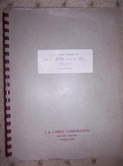 1960 l j metalworking press manual parts chart obi + m
