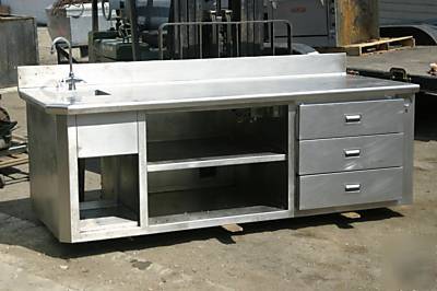 Cook line ss table freezer sink prep table cookline