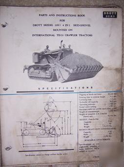 1960 drott 20K3 skid shovel TD20 crawler tractor book e