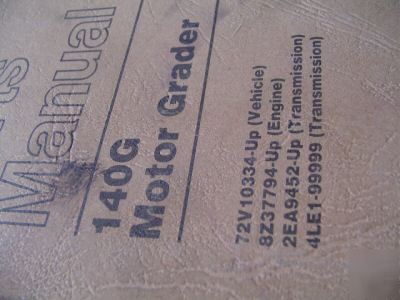 Caterpillar 140G motor grade parts manual SEBP1709-04 