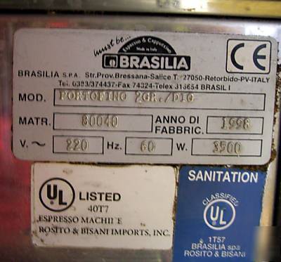 2GR head brasilia portifino espresso cappuccino machine