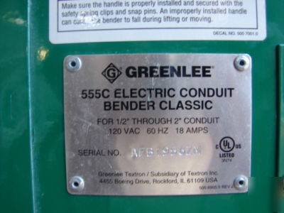 Greenlee 555 555C coduit pipe bender ridgid imc l/n