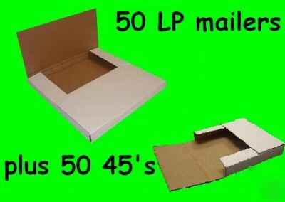 Combo 50 vinyl lp & 50 45 rpm record ship mailer boxes