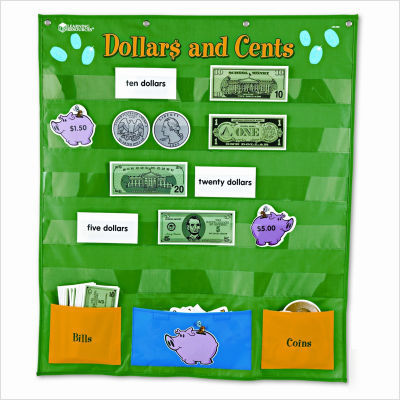 Dollars and cents pocket chart, 26W x 30H