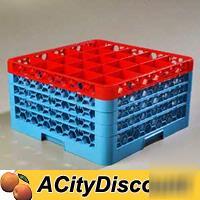2EA 25 compartment glass rack w/ 4 extenders red & blue