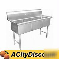 3 compartment sink 24 x 24 x 14 nsf SH24243N