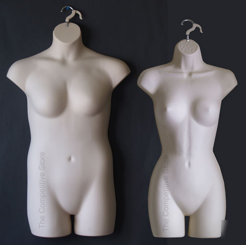 New plus size + female dress form 2 mannequins flesh