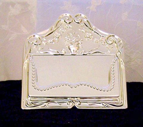New silverplate business card holder victorian inspired
