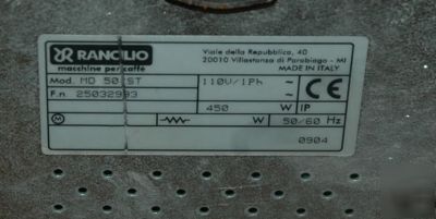 Used rancillio MD50/st coffee grinder