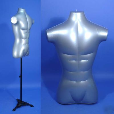 New brand silver male inflatable torso form mannequin 