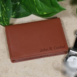 Personalized executive leather business card holder