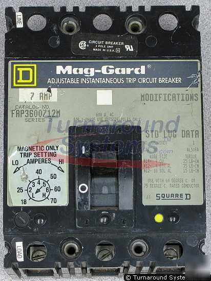 Square d FAP3600712M circuit breaker, 7 amp, 600 volt