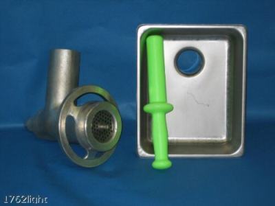 Universal meat grinder head attachment knife plate pan