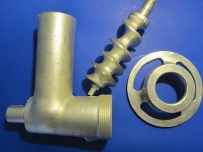 Universal meat grinder head attachment knife plate pan