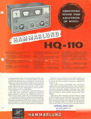  hammarlund hq-110 radio receiver brochure literature