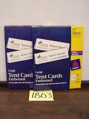 100-avery laser & inkjet embossed tent cards,3 1/2