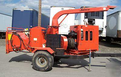 2000 salsco 813 diesel wood chipper w/ trailer