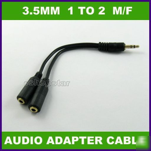 3.5MM stereo plug to 2 female audio adapter cable
