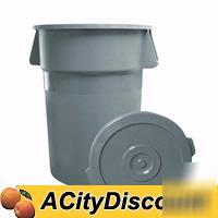 6EA grey plastic 44 gallon capacity trash cans