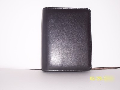 Black compact simulated leather franklin planner