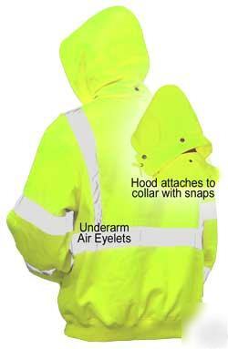 Hi-viz hooded sweatshirt - class 3 lime-green -4XL