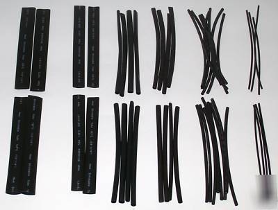 New 48 pc. black heat shrink wire wrap tubes tubing set
