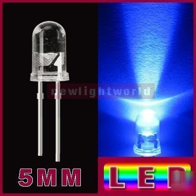 100 5MM bright blue led light lamps + 12V free resistor