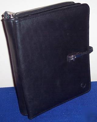 Compact - black leather franklin 6 rings planner/purse