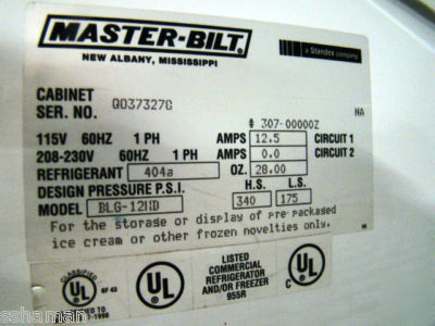 Master-bilt blg-12HD 1 glass door freezer merchandiser