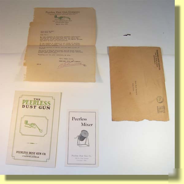 1929 peerless dust gun sales packet - crop sprayer