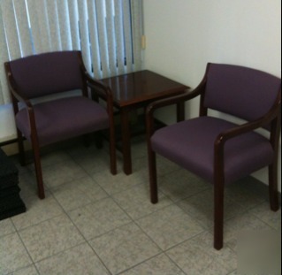 Mahogany reception desk and waiting room furniture