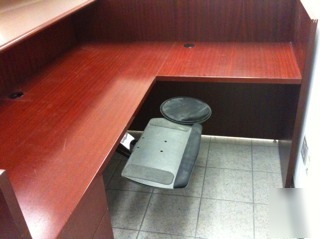 Mahogany reception desk and waiting room furniture