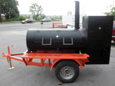 New large charcoal cooker bbq wood smoker grill trailer