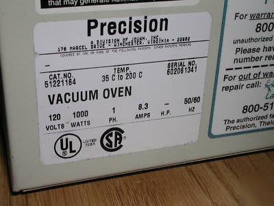 Precision 29 vacuum oven,1.5 cu ft,35-200Â°c, 1 shelf