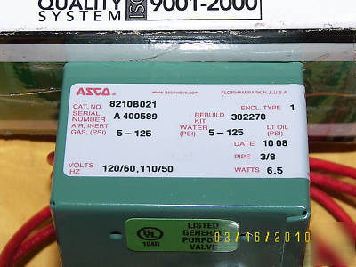 Solenoid valve,2 way,nc,brass,3/8 in asco-8210B021 