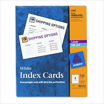 Laser/ink jet unruled index cards, 3X5, white, 150/box