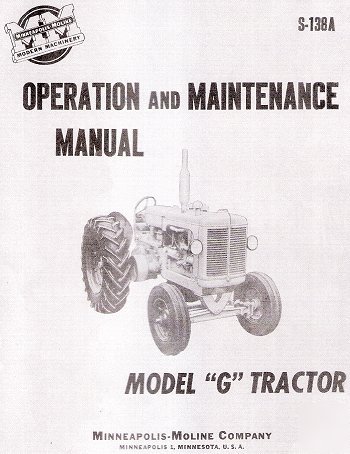 Minneapolis moline model g operator & maintenance man