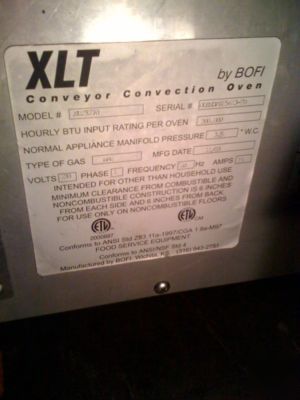 Quiet fire xlt conveyor pizza oven gas single deck