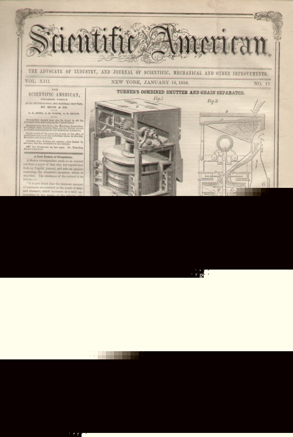 Turner's combined sutter & grain separator patent-1858