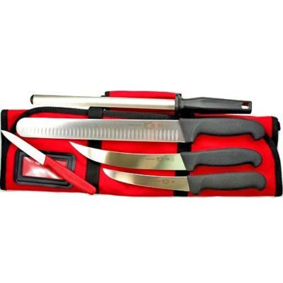 Victorinox 6 pc bbq knife set w/ exclusive red case