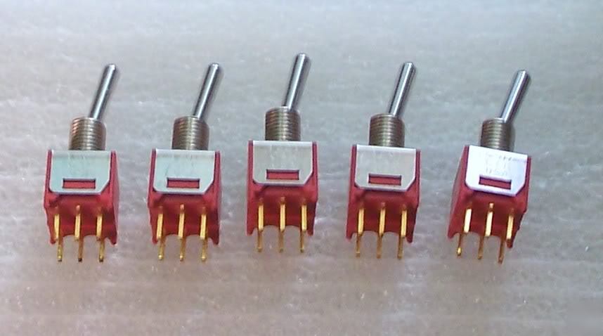 Dpdt toggle switch T201SHCBE on-none-on 5 per lot nos