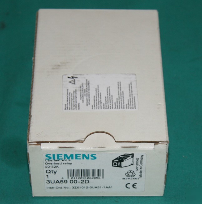 New siemens 3UA59 00-2D overload relay 20-32A amps 32 